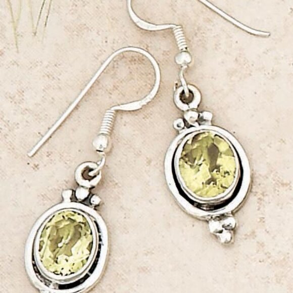 Lemon quartz earrings and Pendant Set in .925 Sterling silver - Picture 2 of 2